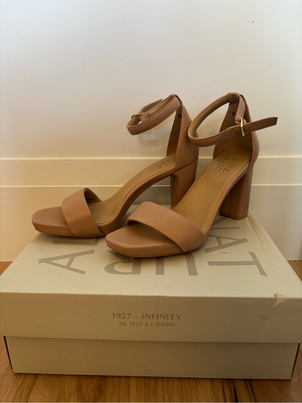 Naturalizer Tan Platform Block Heel Ankle-Strap Sandals